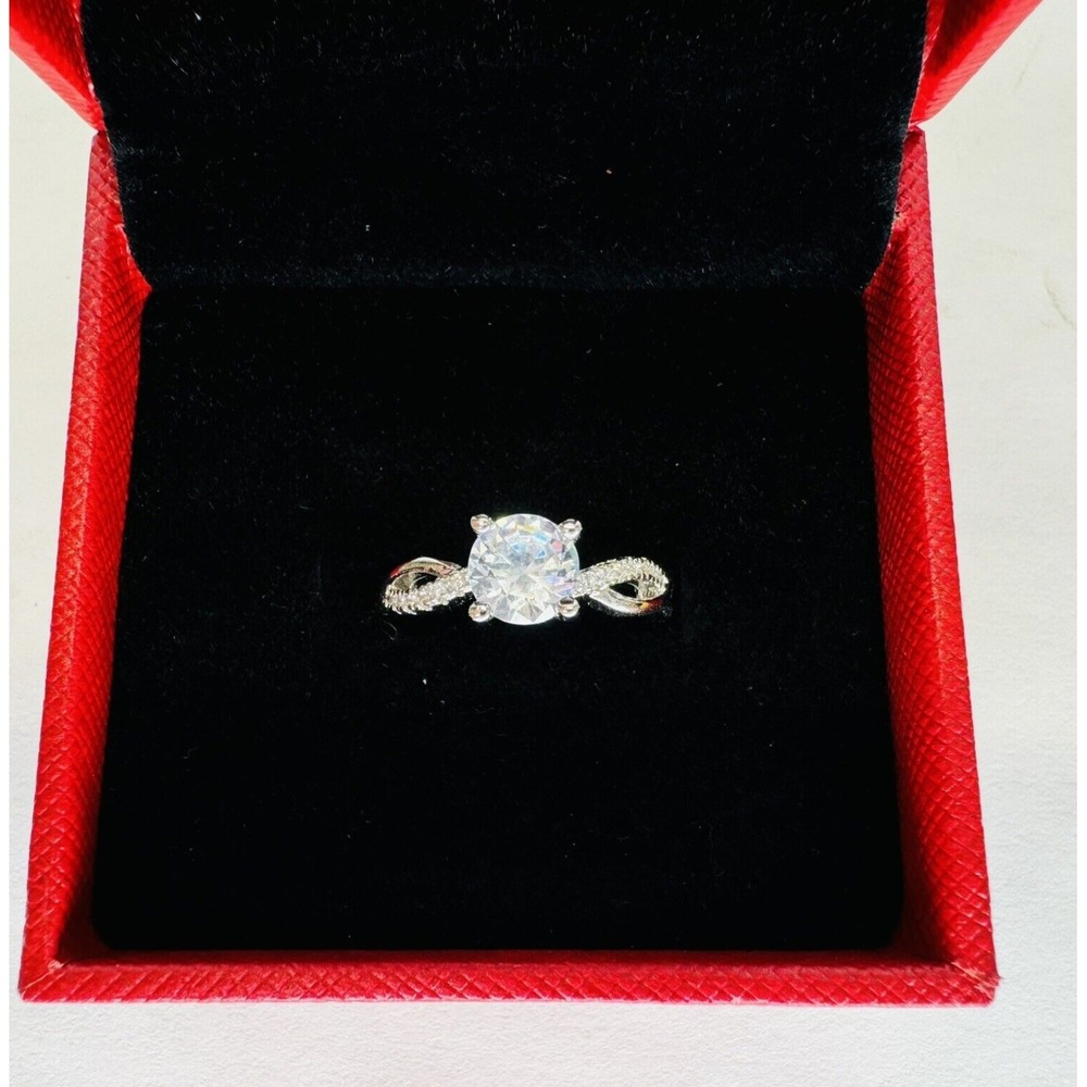 Moissanite Ring 1ct GRA‎ Silver  Adjustable Sizing New
